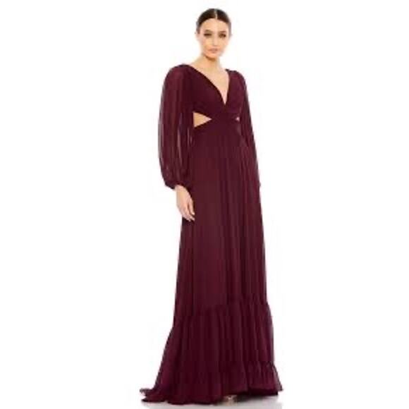Mac Duggal || Pleated Chiffon Evening Dress - Picture 1 of 8
